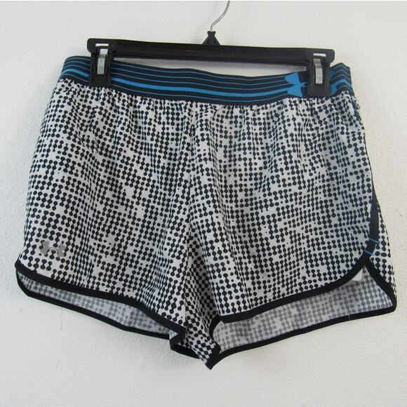 NWT Under Armour Medium Women's 3" Inseam White Black Spotted Shorts Running - Picture 1 of 5